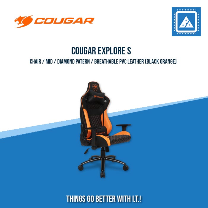COUGAR EXPLORE S ROYAL GAMING CHAIR / MID / DIAMOND PATERN / BREATHABLE PVC LEATHER / HIGH DENSITY FOAM / STEEL BASE / TILT / 3D ARM REST / 3 COUGAR EXPLORE S ROYAL GAMING CHAIR / MID / DIAMOND PATERN / BREATHABLE PVC LEATHER / HIGH DENSITY FOAM / STEEL BASE / TILT / 3D ARM REST / 3